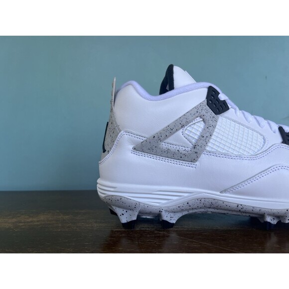 Air Jordan 4 Retro TD "White Cement" Football Cleats Men's Size 15 HQ0207-106 - Picture 4 of 11